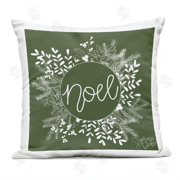 Stupell Industries Stephanie Dicks | Noel Holiday Pine Wreath Printed Throw Pillow