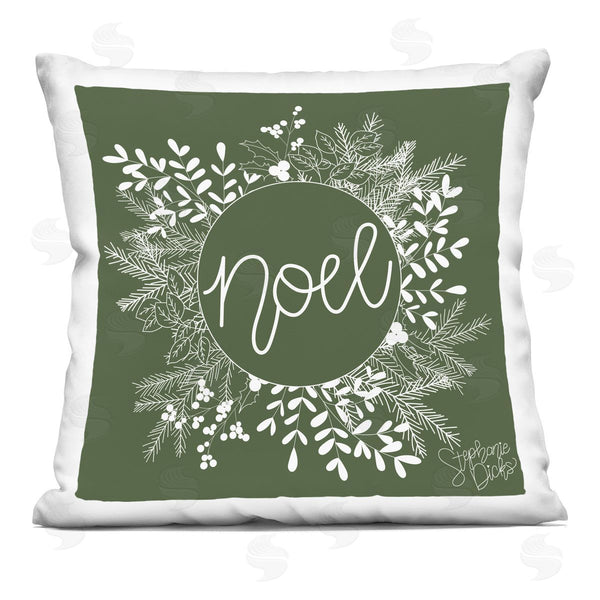 stupell industries Stephanie Dicks | Noel Holiday Pine Wreath Printed Throw Pillow