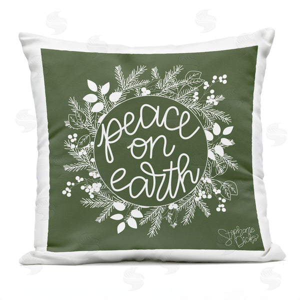 Stupell Industries Stephanie Dicks | Peace On Earth Pine Wreath Printed Throw Pillow