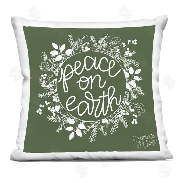 stupell industries Stephanie Dicks | Peace On Earth Pine Wreath Printed Throw Pillow