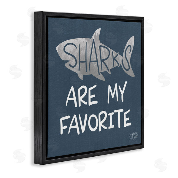 Stupell Industries Stephanie Dicks | Quirky Sharks Saying Text Maritime Blue Background Wall Art