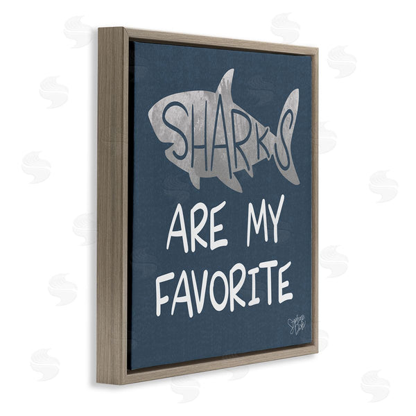 Stupell Industries Stephanie Dicks | Quirky Sharks Saying Text Maritime Blue Background Wall Art