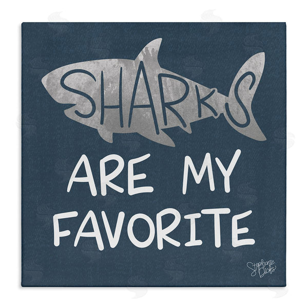 stupell industries Stephanie Dicks | Quirky Sharks Saying Text Maritime Blue Background Wall Art