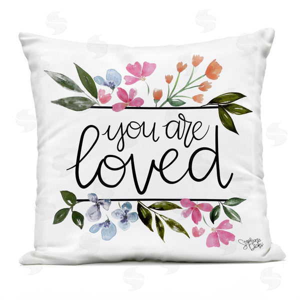 Stupell Industries Stephanie Dicks | You Are Loved Floral Border Printed Throw Pillow