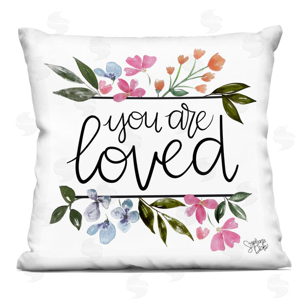 stupell industries Stephanie Dicks | You Are Loved Floral Border Printed Throw Pillow