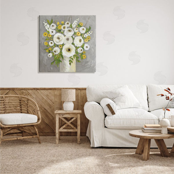 Stupell Industries Stephanie Workman Marrott | Abstract Ranunculus Floral Bouquet Yellow White Country Flowers Wall Art