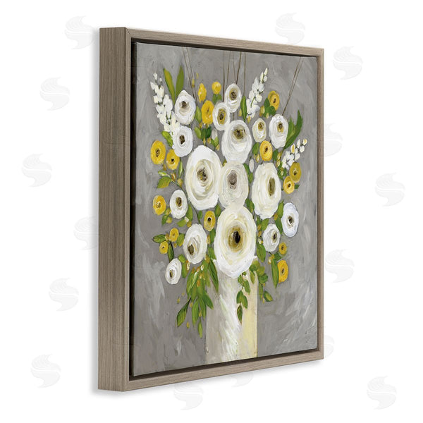 Stupell Industries Stephanie Workman Marrott | Abstract Ranunculus Floral Bouquet Yellow White Country Flowers Wall Art