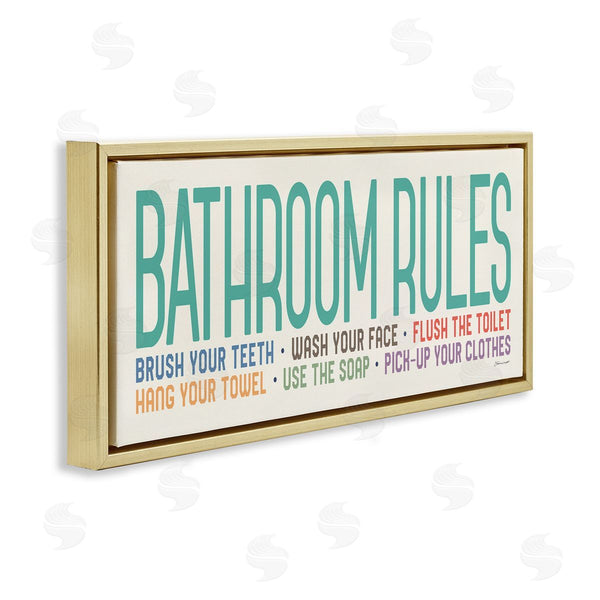 Stupell Industries Stephanie Workman Marrott | Bathroom Rules With Teal Text