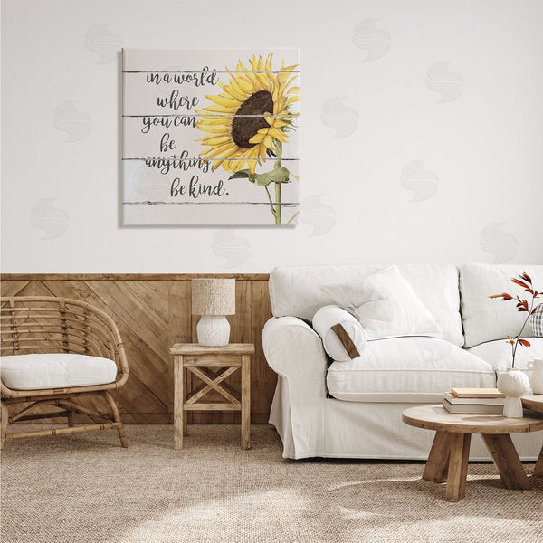 Stupell Industries Stephanie Workman Marrott | Be Anything Be Kind Motivational Quote Farmhouse Sunflower Wall Art