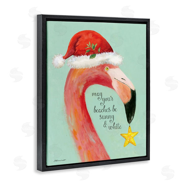 Stupell Industries Stephanie Workman Marrott | Beaches Sunny & White Sand Phrase Santa Flamingo Wall Art