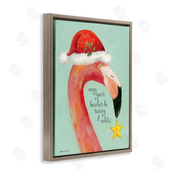 Stupell Industries Stephanie Workman Marrott | Beaches Sunny & White Sand Phrase Santa Flamingo Wall Art