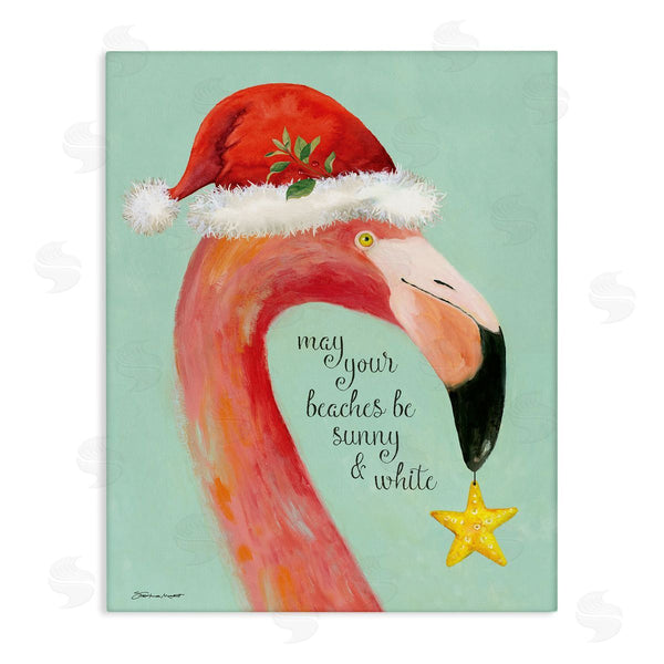 stupell industries Stephanie Workman Marrott | Beaches Sunny & White Sand Phrase Santa Flamingo Wall Art