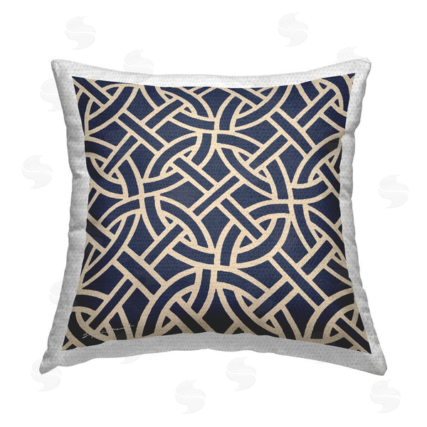 Stupell Industries Stephanie Workman Marrott | Blue Linked Circles Pattern Printed Throw Pillow