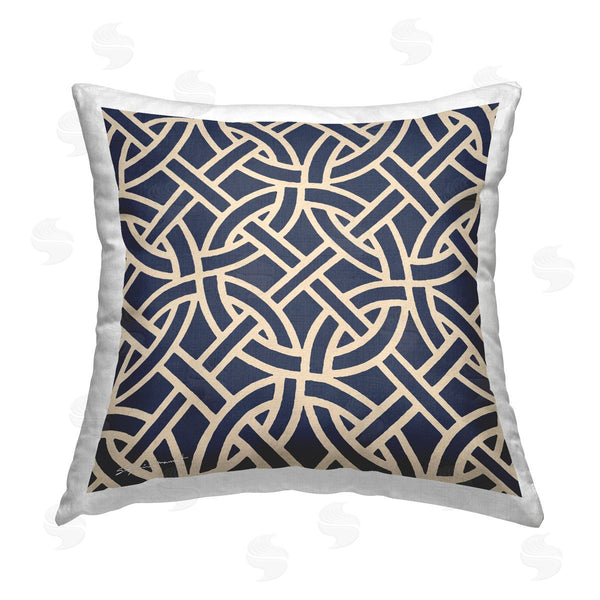stupell industries Stephanie Workman Marrott | Blue Linked Circles Pattern Printed Throw Pillow