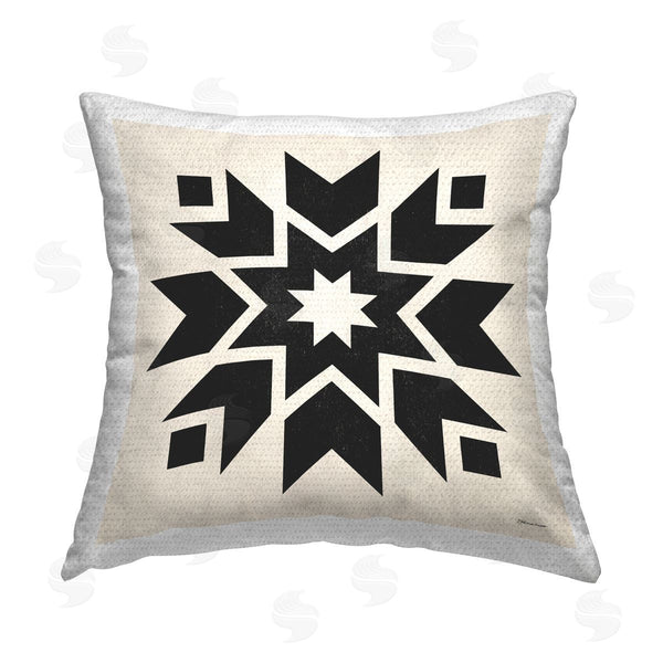 Stupell Industries Stephanie Workman Marrott | Bold Black Quilt Block Shapes Printed Throw Pillow