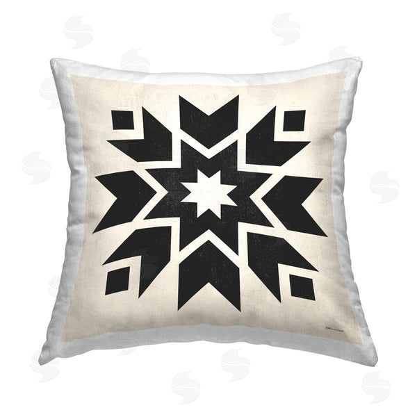 stupell industries Stephanie Workman Marrott | Bold Black Quilt Block Shapes Printed Throw Pillow