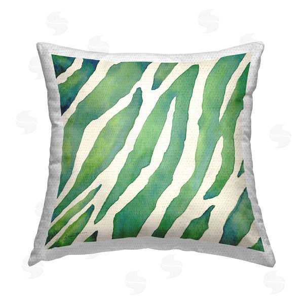 Stupell Industries Stephanie Workman Marrott | Bold Green Zebra Pattern Printed Throw Pillow