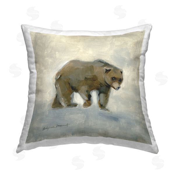 stupell industries Stephanie Workman Marrott | Brown Bear Wildlife Animal Printed Throw Pillow