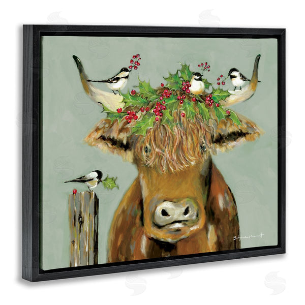 Stupell Industries Stephanie Workman Marrott | Cattle & Birds Holiday Holly Wall Art