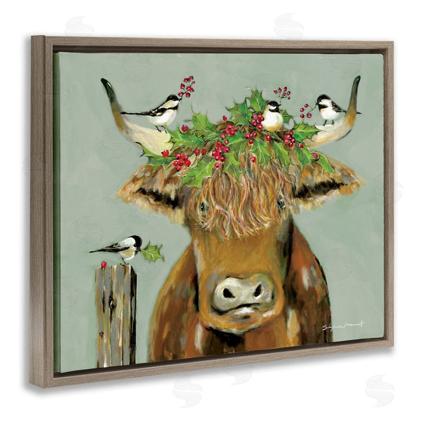 Stupell Industries Stephanie Workman Marrott | Cattle & Birds Holiday Holly Wall Art