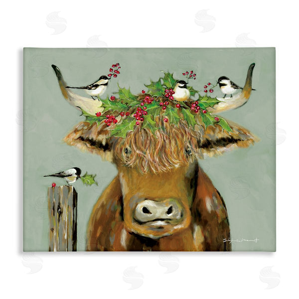 stupell industries Stephanie Workman Marrott | Cattle & Birds Holiday Holly Wall Art