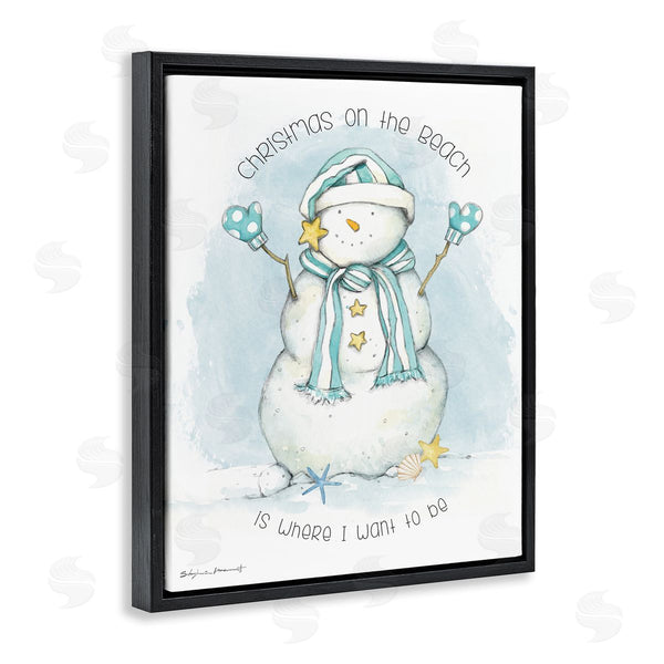 Stupell Industries Stephanie Workman Marrott | Christmas On The Beach Sentiments Nautical Snowman Wall Art