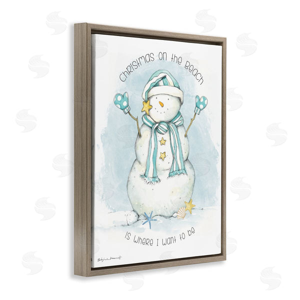 Stupell Industries Stephanie Workman Marrott | Christmas On The Beach Sentiments Nautical Snowman Wall Art