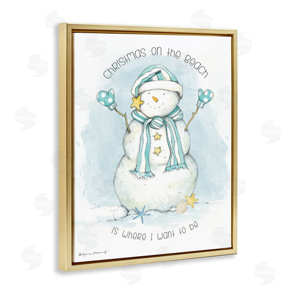 Stupell Industries Stephanie Workman Marrott | Christmas On The Beach Sentiments Nautical Snowman Wall Art