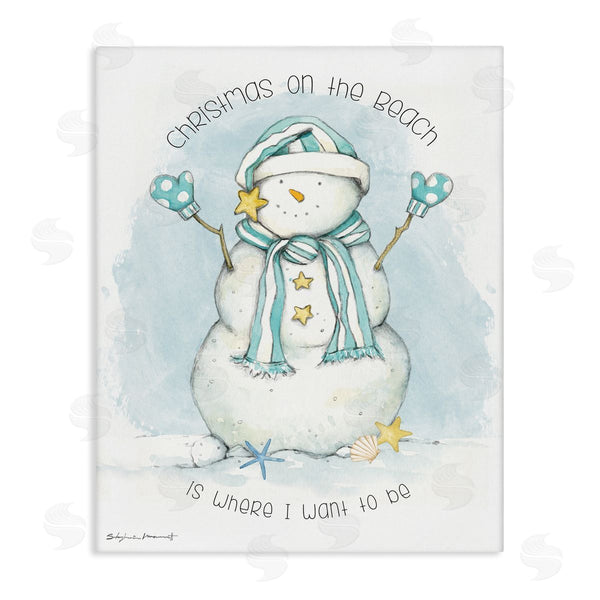 stupell industries Stephanie Workman Marrott | Christmas On the Beach Sentiments Nautical Snowman Wall Art
