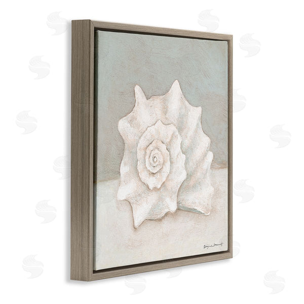 Stupell Industries Stephanie Workman Marrott | Conch Shell Minimal Beige Grey Seashell Nautical Animal Wall Art