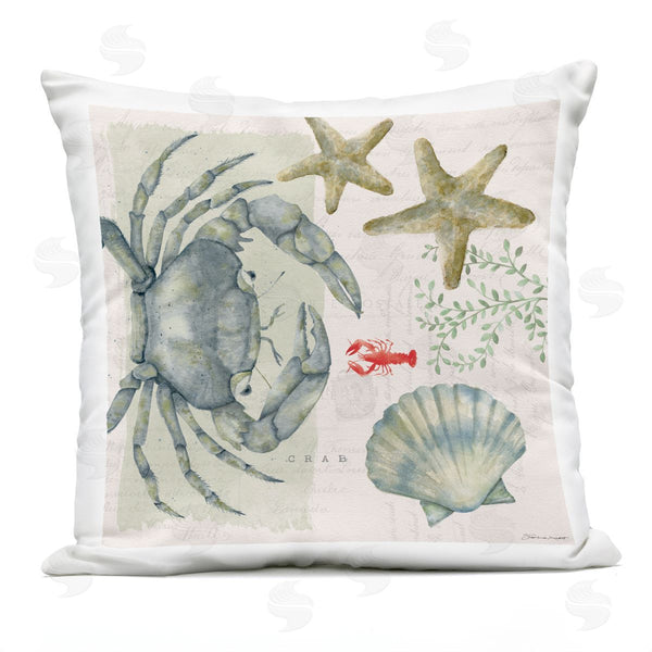 Stupell Industries Stephanie Workman Marrott | Crab And Botanical Shells Printed Throw Pillow