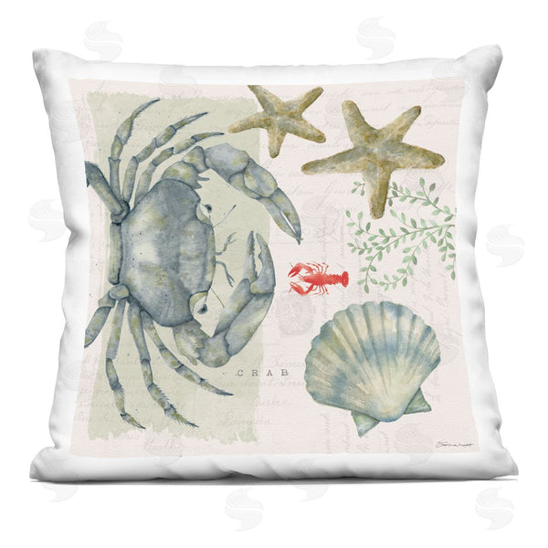 stupell industries Stephanie Workman Marrott | Crab and Botanical Shells Printed Throw Pillow