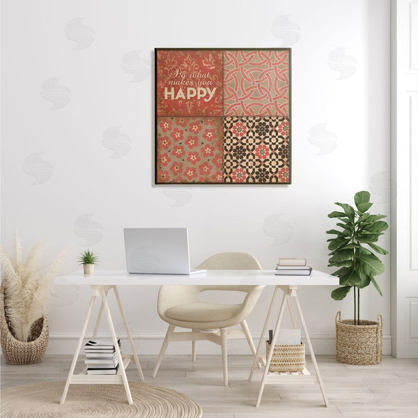 Stupell Industries Stephanie Workman Marrott | Do What Makes You Happy Vintage Red Patterns Wall Art
