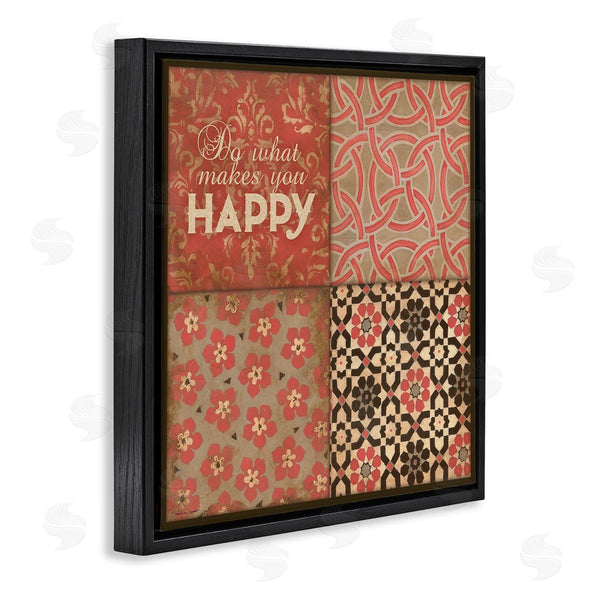 Stupell Industries Stephanie Workman Marrott | Do What Makes You Happy Vintage Red Patterns Wall Art