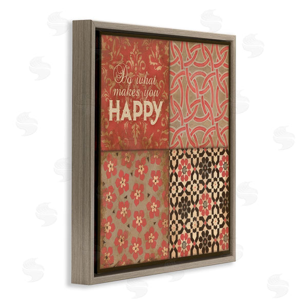 Stupell Industries Stephanie Workman Marrott | Do What Makes You Happy Vintage Red Patterns Wall Art