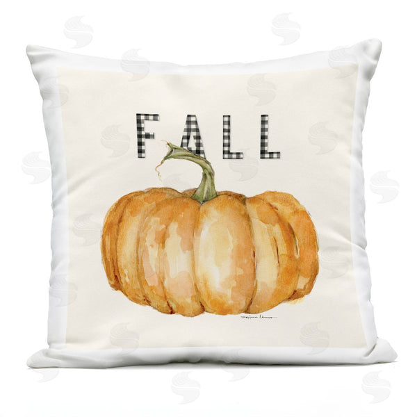 Stupell Industries Stephanie Workman Marrott | Fall Pumpkin Plaid Printed Throw Pillow