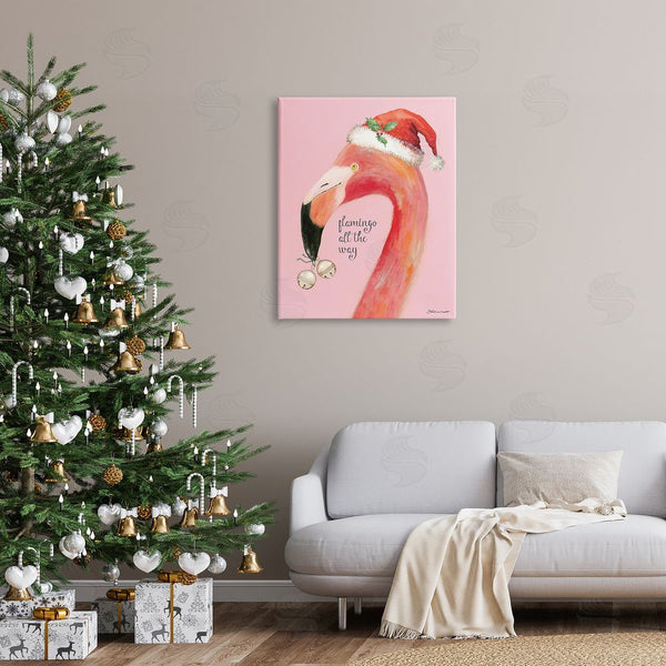 Stupell Industries Stephanie Workman Marrott | Flamingo All The Way Pink Santa Claus Bird Wall Art