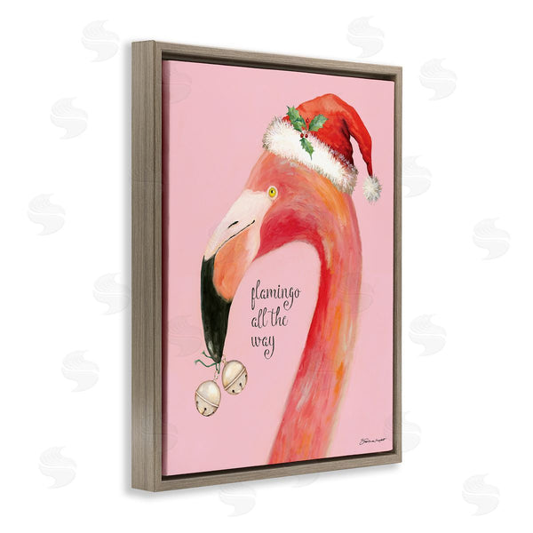 Stupell Industries Stephanie Workman Marrott | Flamingo All The Way Pink Santa Claus Bird Wall Art