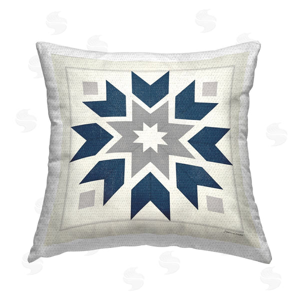 Stupell Industries Stephanie Workman Marrott | Geometric Quilt Block Shapes Printed Throw Pillow