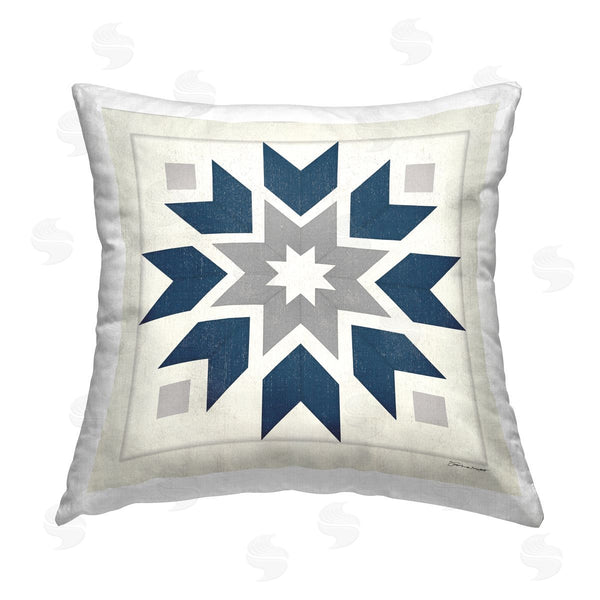 stupell industries Stephanie Workman Marrott | Geometric Quilt Block Shapes Printed Throw Pillow