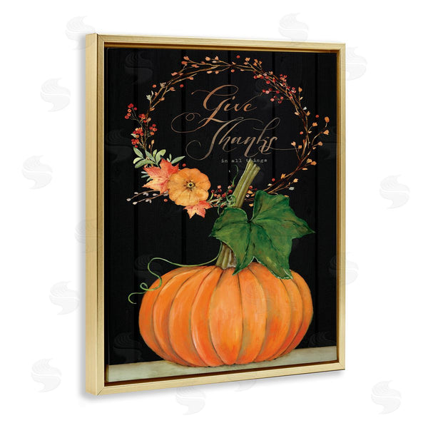 Stupell Industries Stephanie Workman Marrott | Give Thanks Pumpkin Seasonal