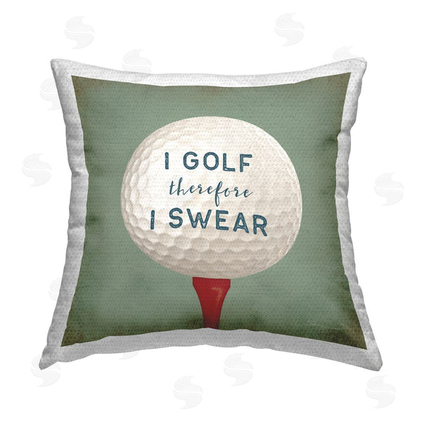 Stupell Industries Stephanie Workman Marrott | Golf Therefore I Swear Funny Sports Printed Throw Pillow