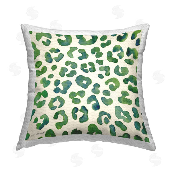 Stupell Industries Stephanie Workman Marrott | Green Leopard Animal Pattern Printed Throw Pillow