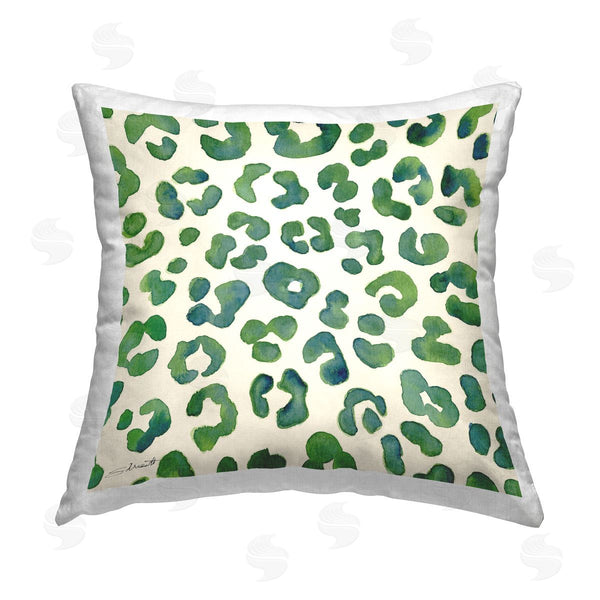 stupell industries Stephanie Workman Marrott | Green Leopard Animal Pattern Printed Throw Pillow