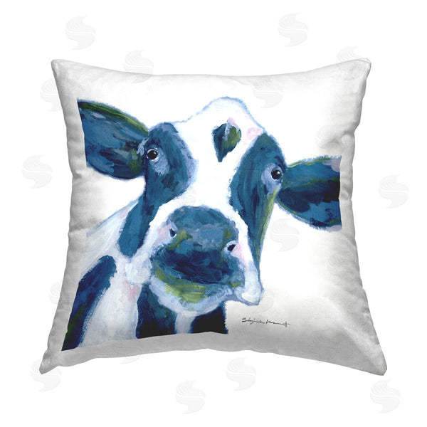stupell industries Stephanie Workman Marrott | Holy Cow Farm Animal Portrait Printed Throw Pillow