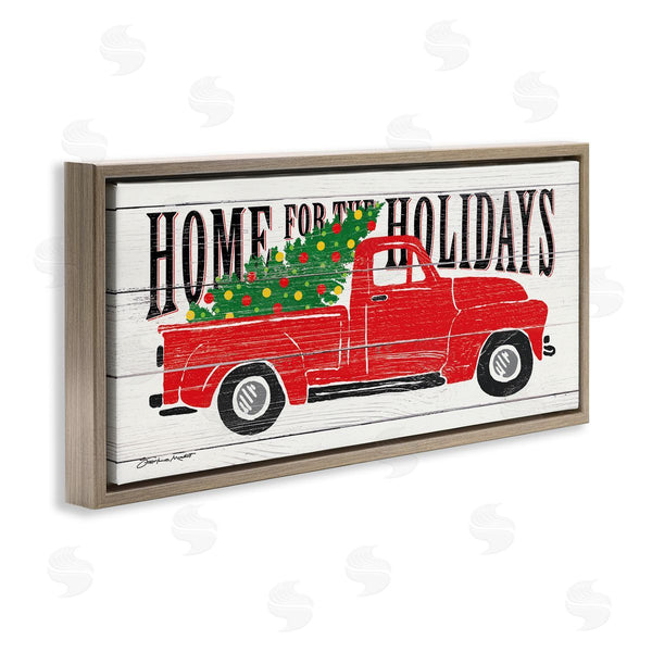 Stupell Industries Stephanie Workman Marrott | Home For Holidays Phrase Vintage Red Truck Christmas Wall Art