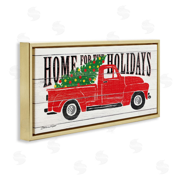 Stupell Industries Stephanie Workman Marrott | Home For Holidays Phrase Vintage Red Truck Christmas Wall Art