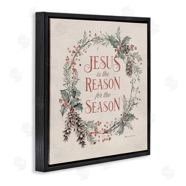 Stupell Industries Stephanie Workman Marrott | Jesus Reason For Season Winter Holiday Wreath
