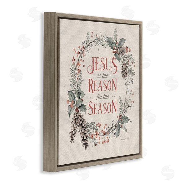 Stupell Industries Stephanie Workman Marrott | Jesus Reason For Season Winter Holiday Wreath