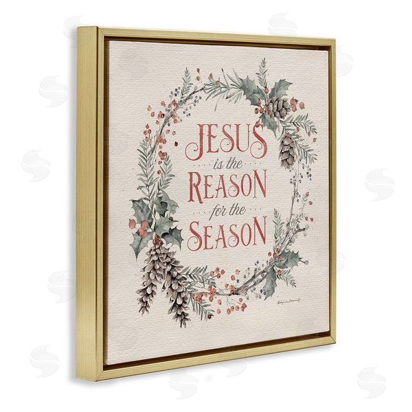 Stupell Industries Stephanie Workman Marrott | Jesus Reason For Season Winter Holiday Wreath